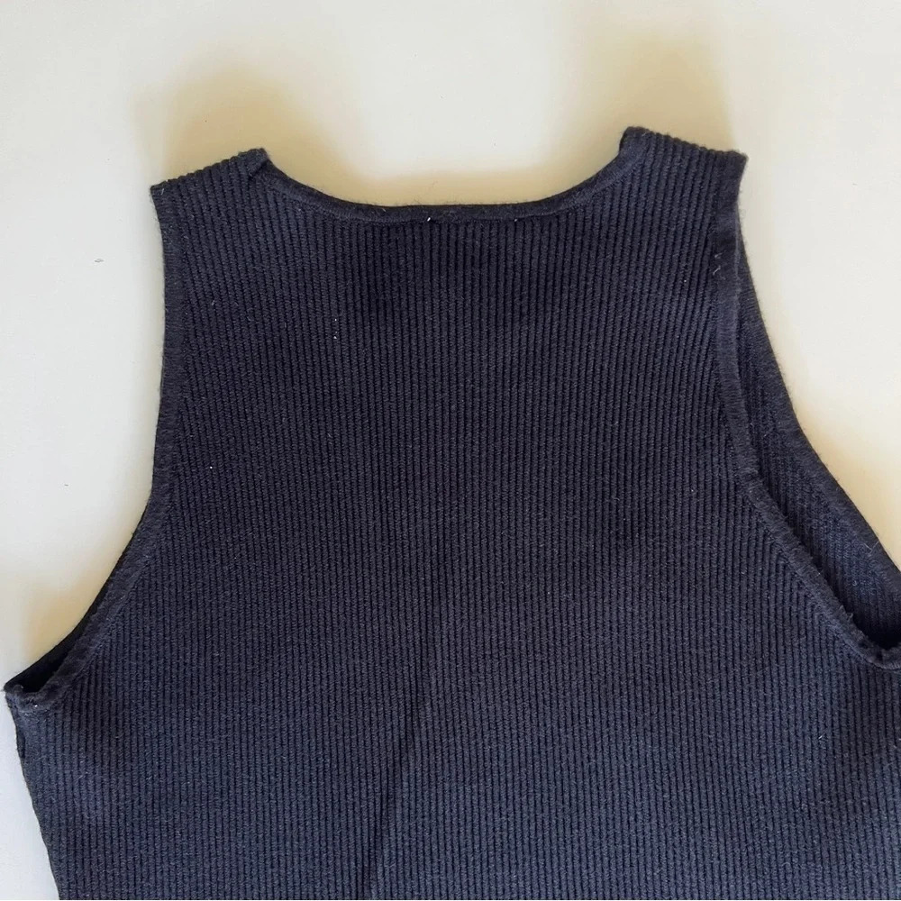 bar III Black Ribbed Racerback Tank Top Size Medium Casual Top Basic Tank - Picture 3 of 8